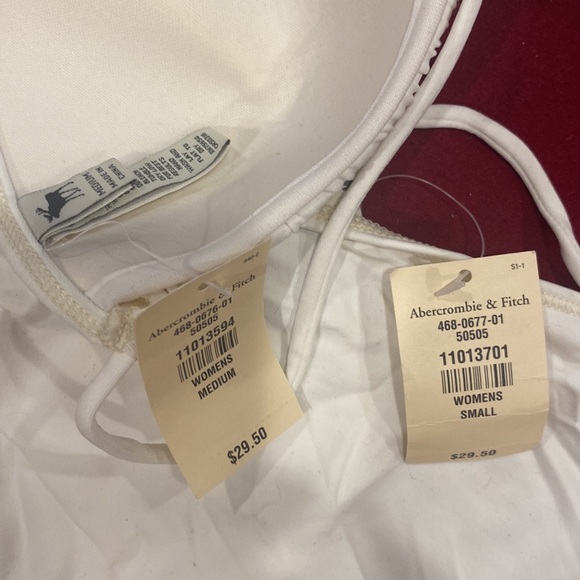 New with tags Abercrombie & Fitch white bikini M Top S bottom swimsuit - Picture 7 of 8